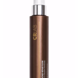 CRLab Bond Repair Elixir in shiny brown bottle with silver and white pump.